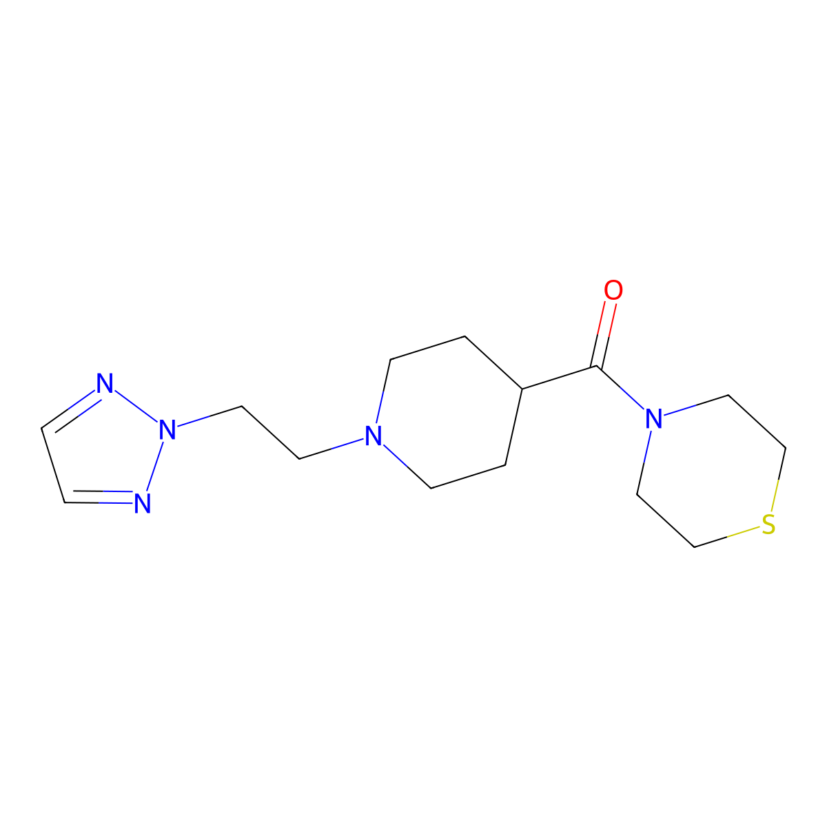 4-{1-[2-(2H-1,2,3-triazol-2-yl)ethyl]piperidine-4-carbonyl}thiomorpholine molecular structure, CAS 2770635-07-7