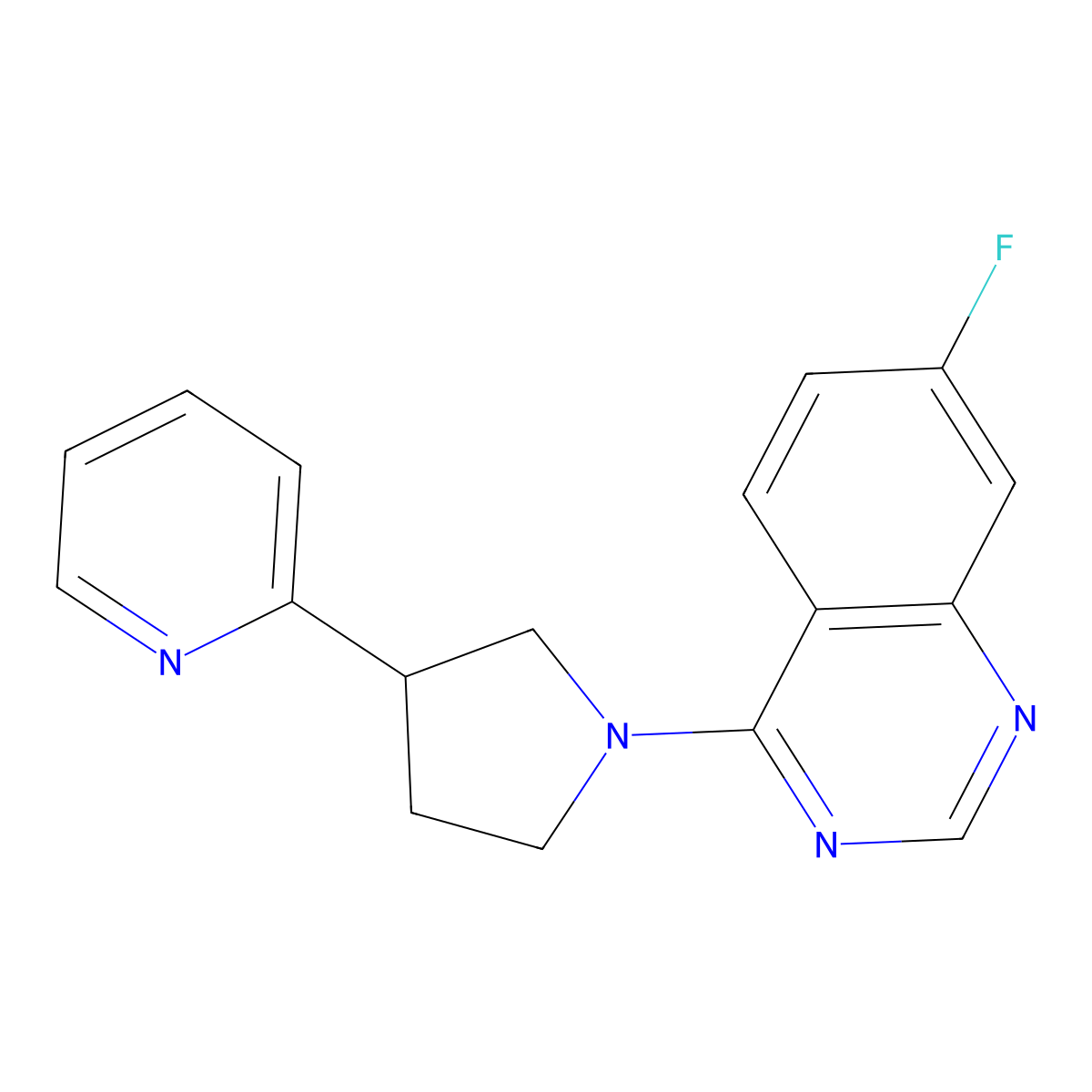 7-Fluoro-4-[3-(pyridin-2-yl)pyrrolidin-1-yl]quinazoline molecular structure, CAS 2770635-10-2