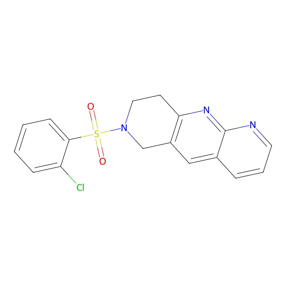 7-(2-chlorobenzenesulfonyl)-6H,7H,8H,9H-pyrido[2,3-b]1,6-naphthyridine molecular structure, CAS 2770635-15-7