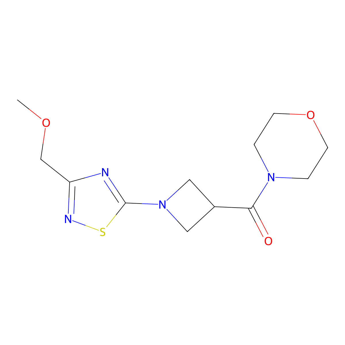 4-{1-[3-(Methoxymethyl)-1,2,4-thiadiazol-5-yl]azetidine-3-carbonyl}morpholine molecular structure, CAS 2770635-16-8