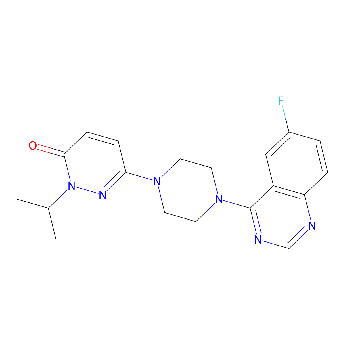 6-[4-(6-Fluoroquinazolin-4-yl)piperazin-1-yl]-2-(propan-2-yl)-2,3-dihydropyridazin-3-one molecular structure, CAS 2770635-22-6