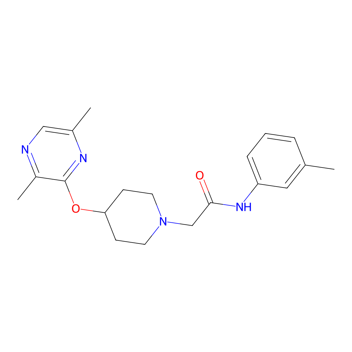 2-{4-[(3,6-dimethylpyrazin-2-yl)oxy]piperidin-1-yl}-N-(3-methylphenyl)acetamide molecular structure, CAS 2770635-24-8