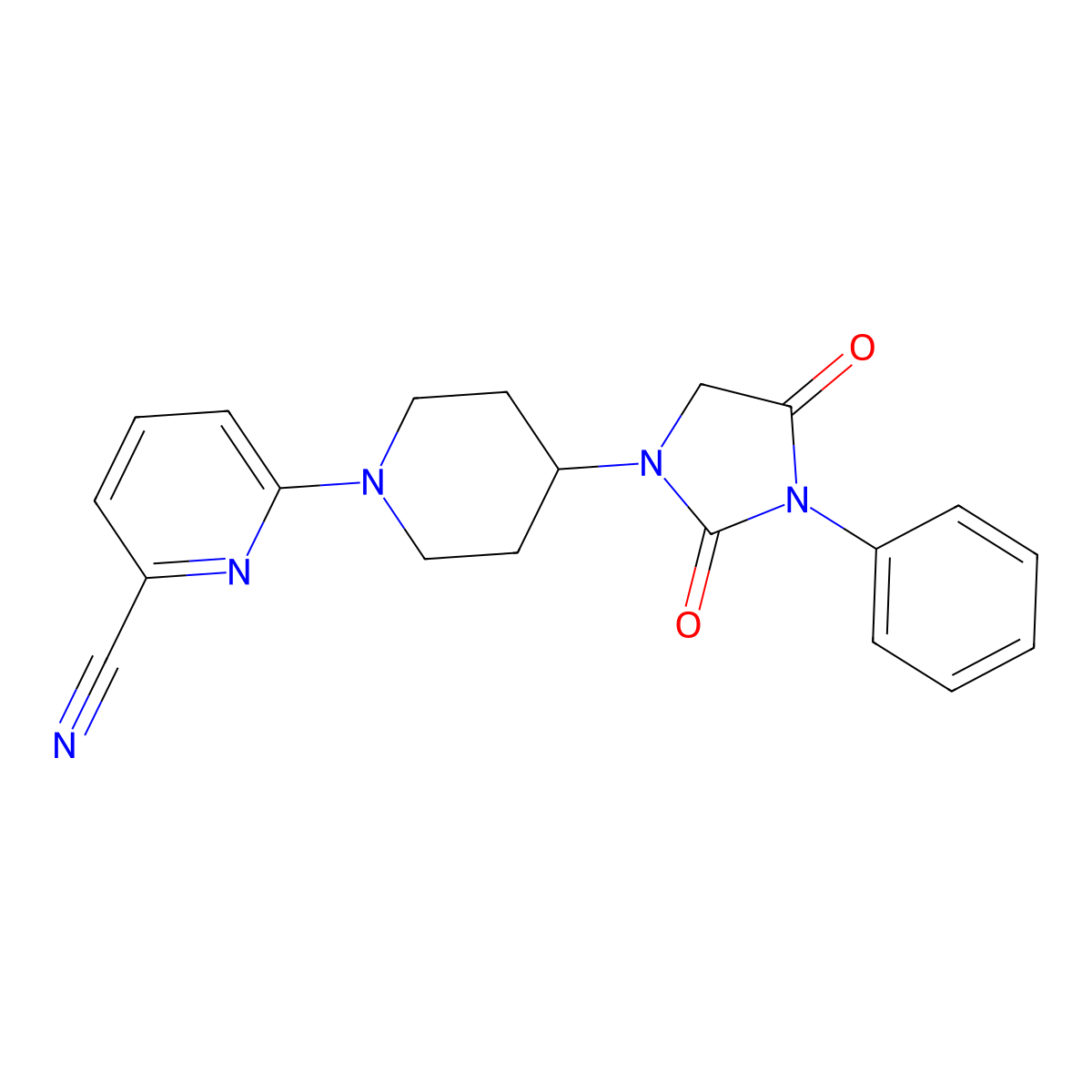 6-[4-(2,4-Dioxo-3-phenylimidazolidin-1-yl)piperidin-1-yl]pyridine-2-carbonitrile molecular structure, CAS 2770635-26-0