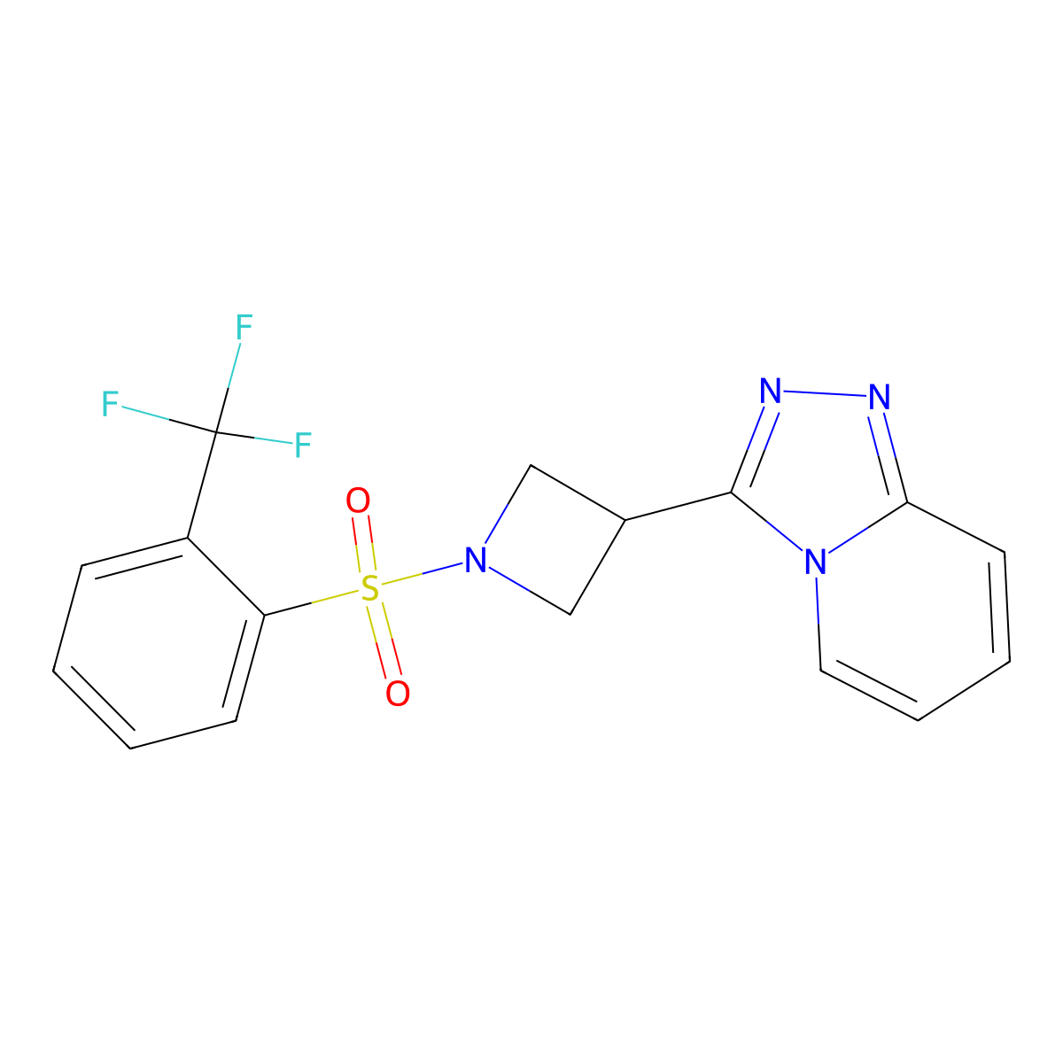 3-{[1,2,4]Triazolo[4,3-a]pyridin-3-yl}-1-[2-(trifluoromethyl)benzenesulfonyl]azetidine molecular structure, CAS 2770635-28-2