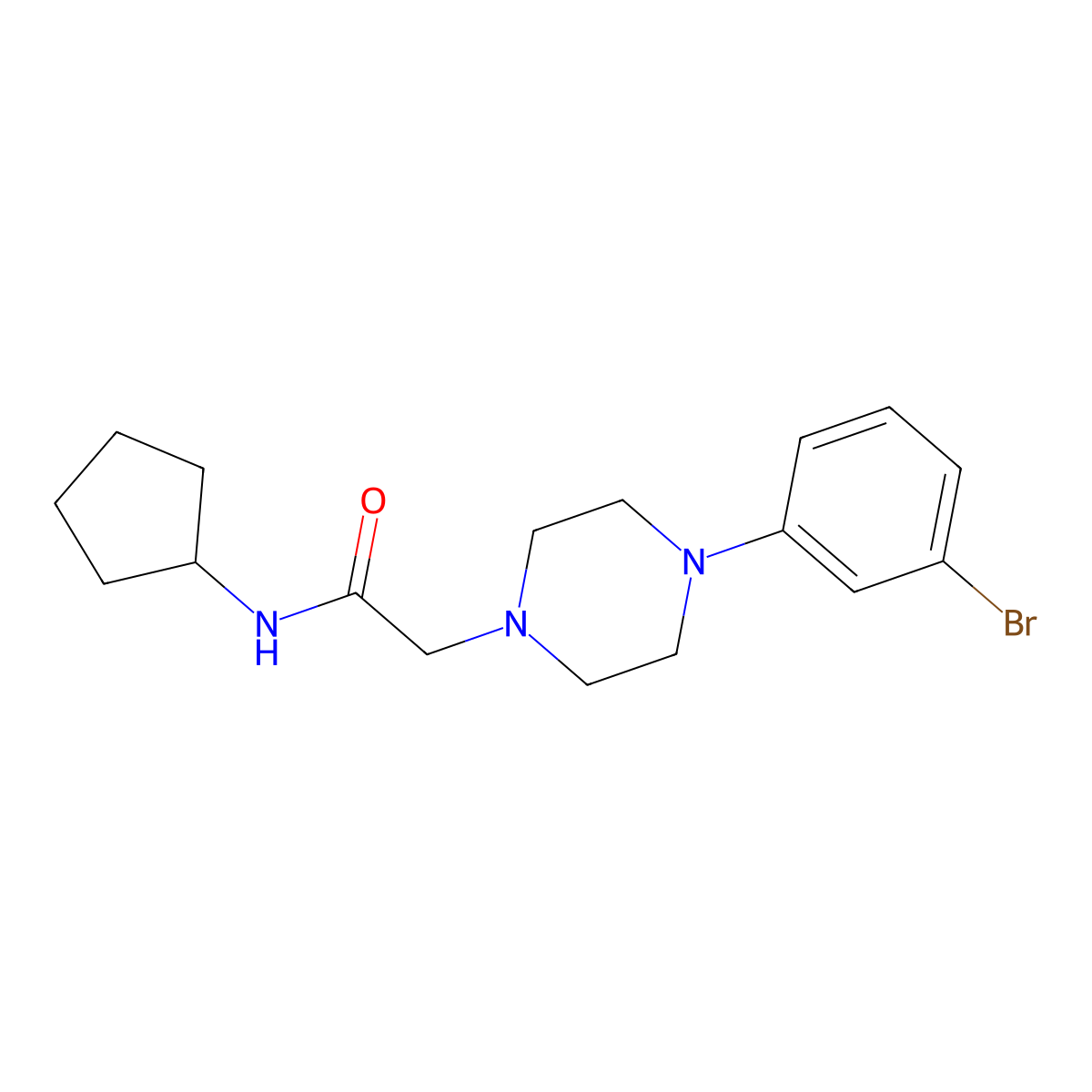 2-[4-(3-bromophenyl)piperazin-1-yl]-N-cyclopentylacetamide molecular structure, CAS 2770635-38-4