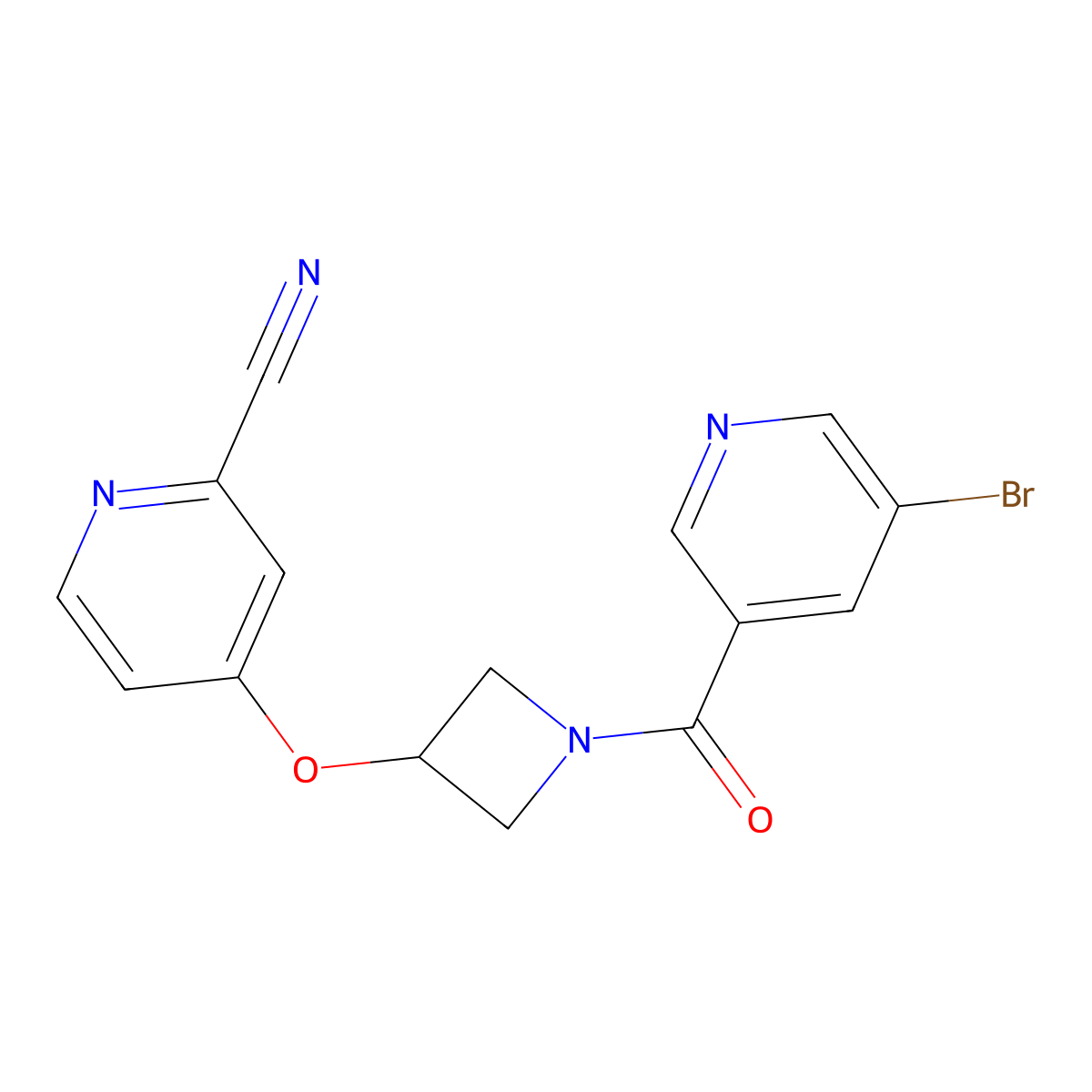 4-{[1-(5-Bromopyridine-3-carbonyl)azetidin-3-yl]oxy}pyridine-2-carbonitrile molecular structure, CAS 2770635-42-0