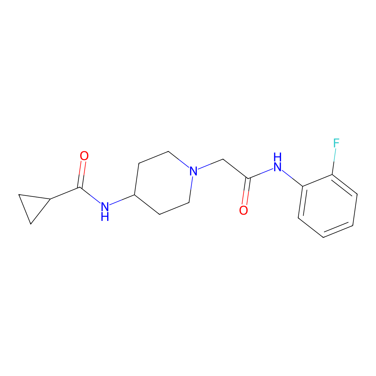 N-(1-{[(2-fluorophenyl)carbamoyl]methyl}piperidin-4-yl)cyclopropanecarboxamide molecular structure, CAS 2770635-43-1