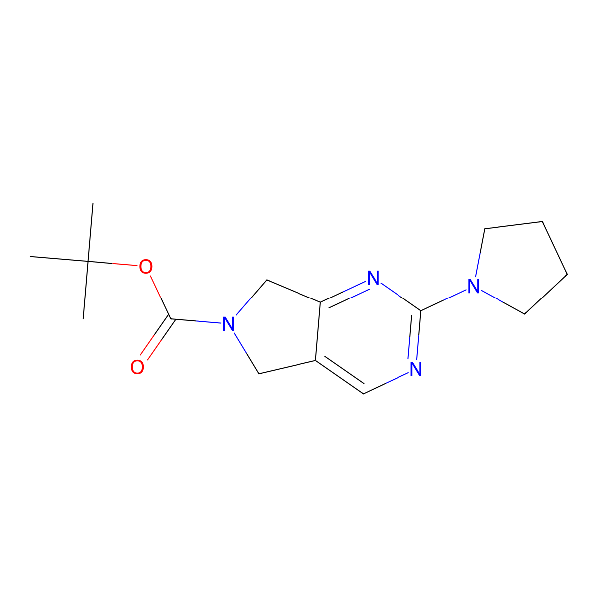 tert-butyl 2-(pyrrolidin-1-yl)-5H,6H,7H-pyrrolo[3,4-d]pyrimidine-6-carboxylate molecular structure, CAS 2770635-54-4
