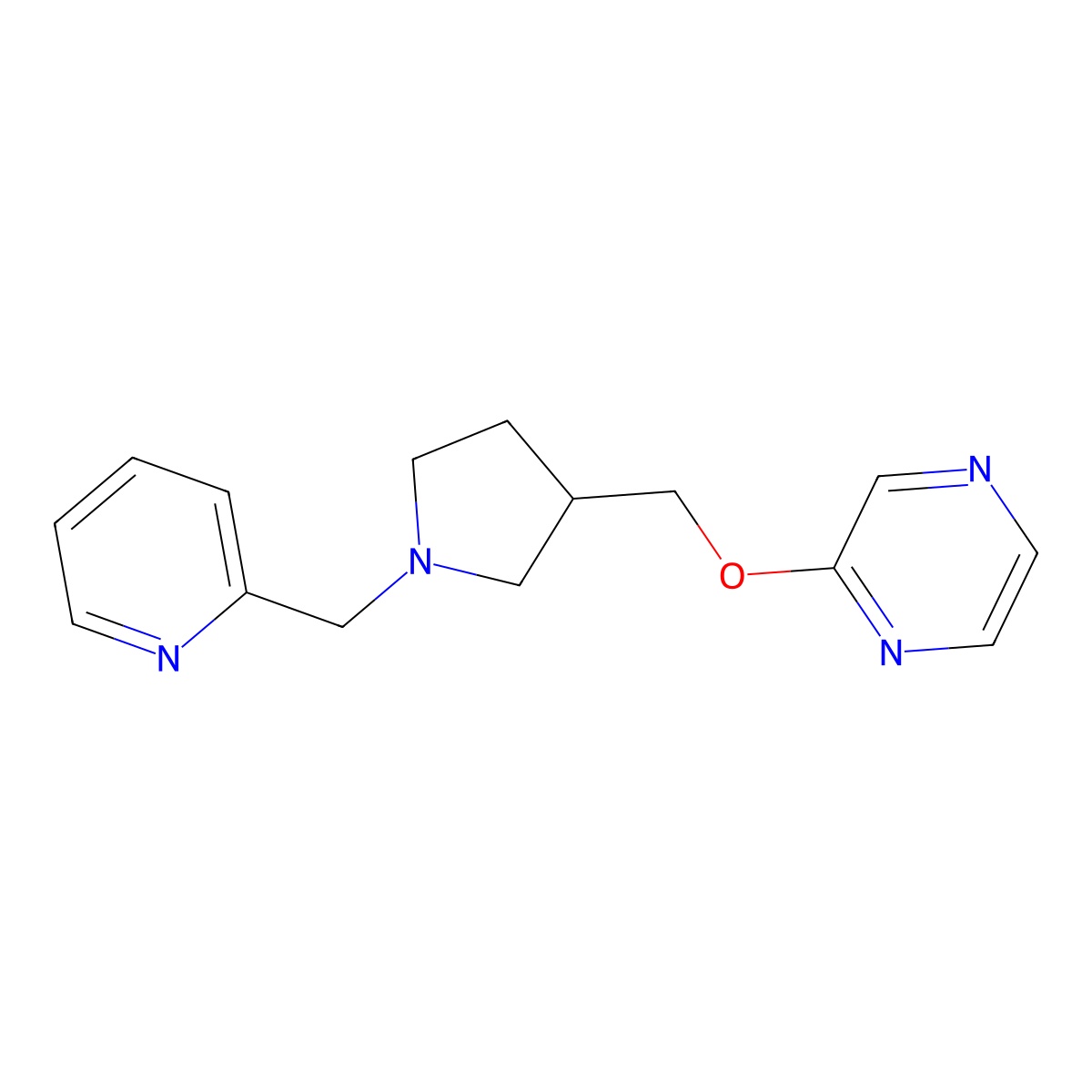 2-({1-[(Pyridin-2-yl)methyl]pyrrolidin-3-yl}methoxy)pyrazine molecular structure, CAS 2770635-57-7