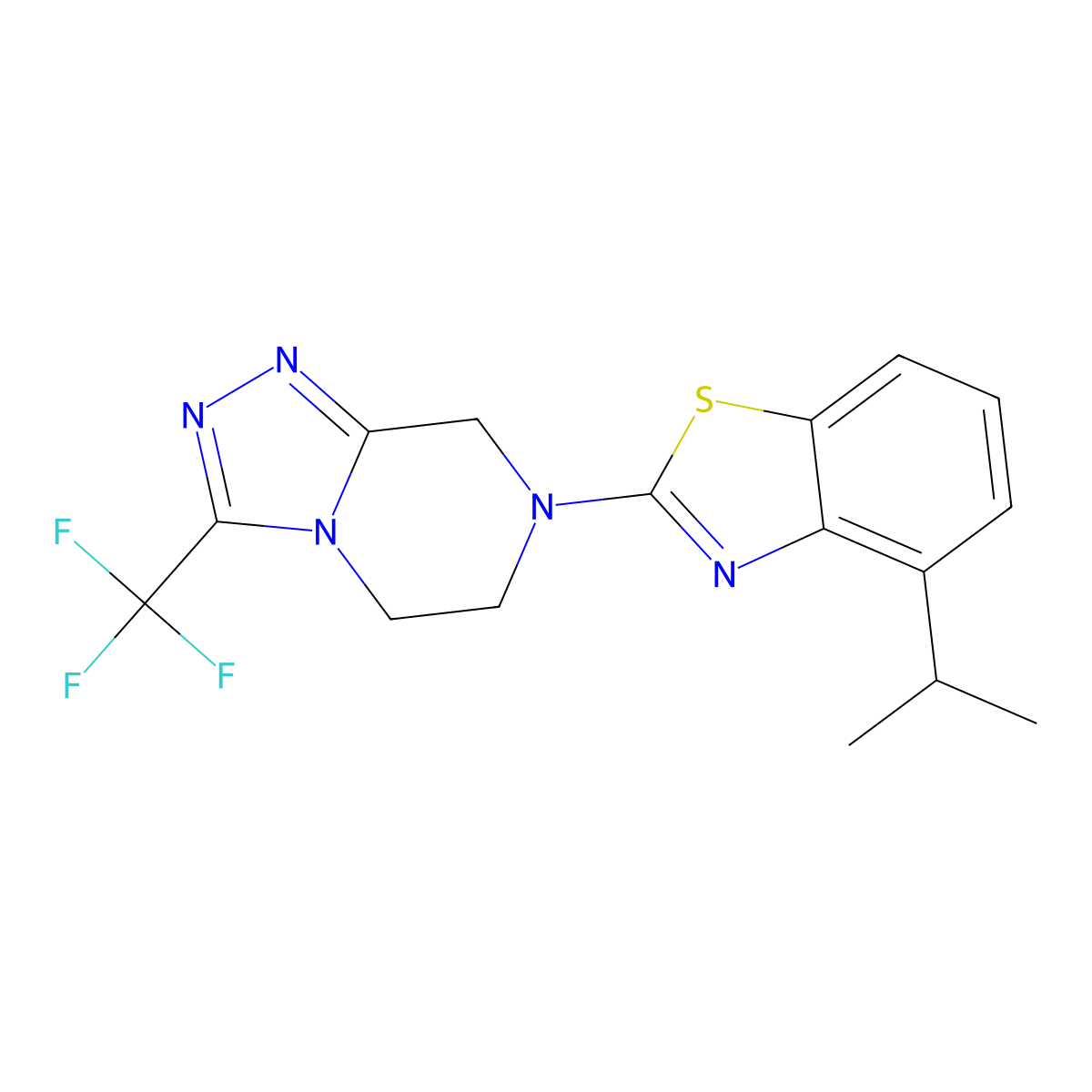 4-(propan-2-yl)-2-[3-(trifluoromethyl)-5H,6H,7H,8H-[1,2,4]triazolo[4,3-a]pyrazin-7-yl]-1,3-benzothiazole molecular structure, CAS 2770635-64-6