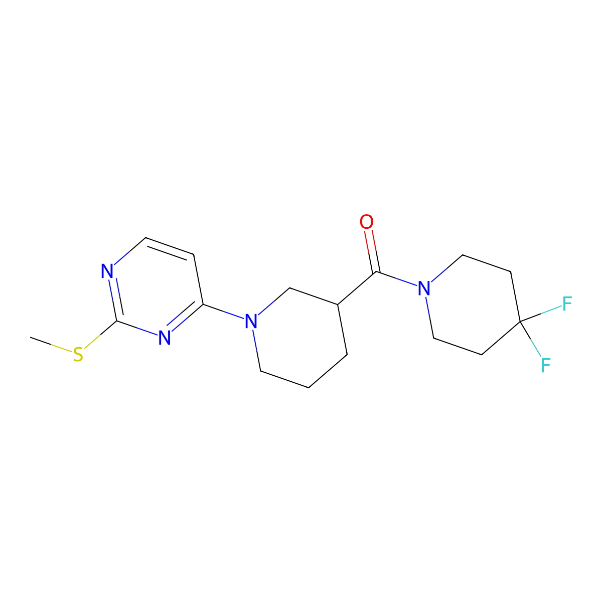 4-[3-(4,4-Difluoropiperidine-1-carbonyl)piperidin-1-yl]-2-(methylsulfanyl)pyrimidine molecular structure, CAS 2770635-65-7