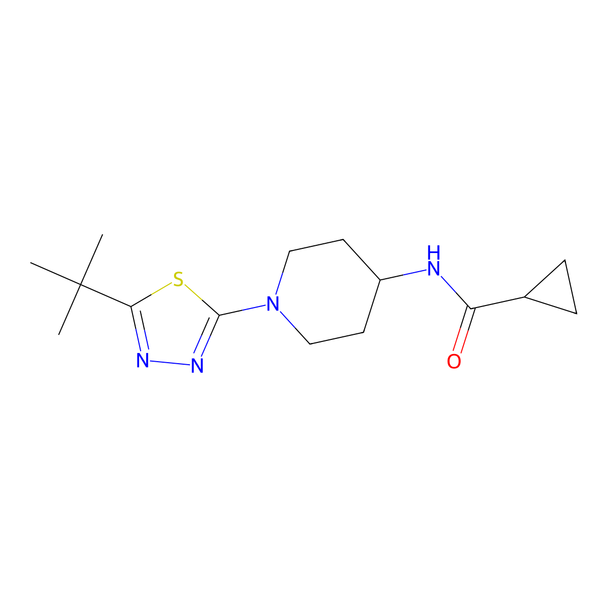 N-[1-(5-tert-butyl-1,3,4-thiadiazol-2-yl)piperidin-4-yl]cyclopropanecarboxamide molecular structure, CAS 2770635-67-9
