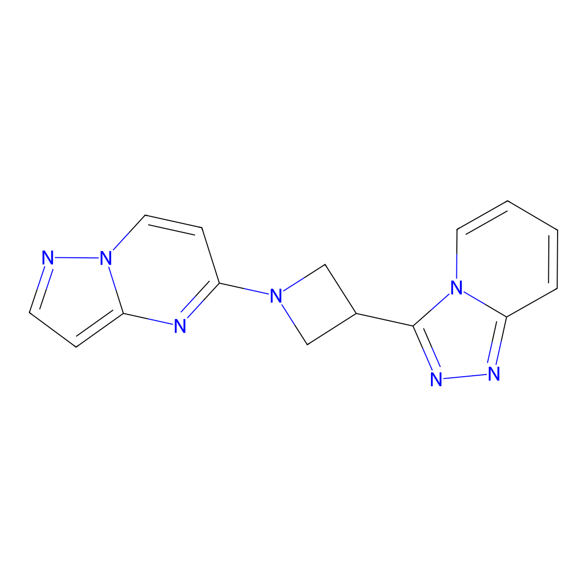 1-{Pyrazolo[1,5-a]pyrimidin-5-yl}-3-{[1,2,4]triazolo[4,3-a]pyridin-3-yl}azetidine molecular structure, CAS 2770635-74-8