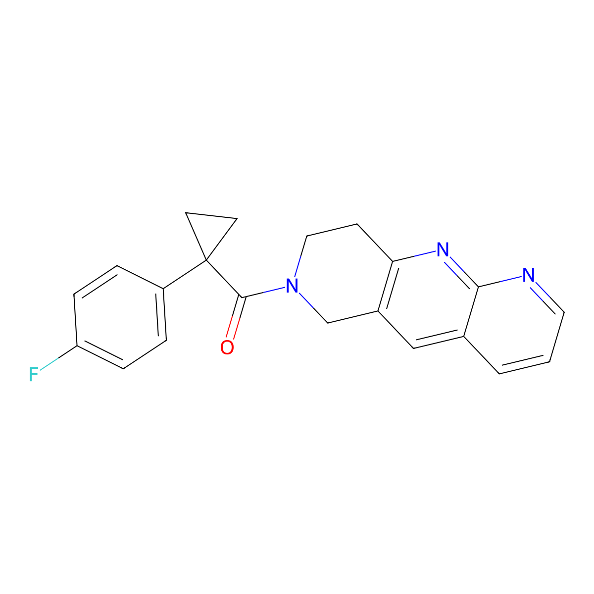 7-[1-(4-fluorophenyl)cyclopropanecarbonyl]-6H,7H,8H,9H-pyrido[2,3-b]1,6-naphthyridine molecular structure, CAS 2770635-79-3