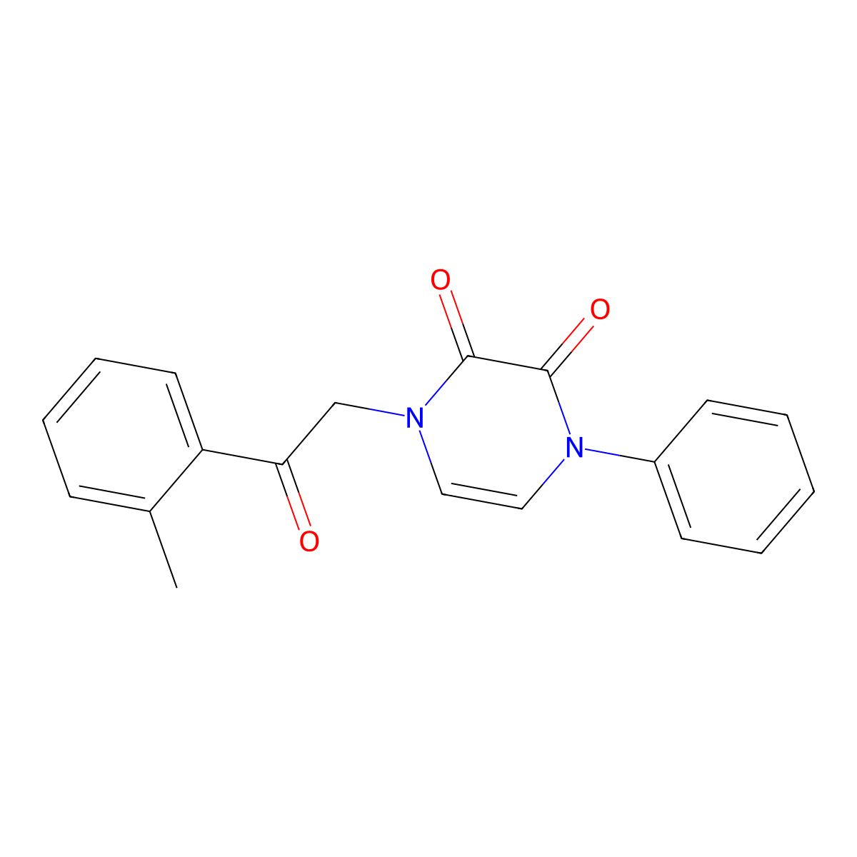 1-[2-(2-Methylphenyl)-2-oxoethyl]-4-phenyl-1,2,3,4-tetrahydropyrazine-2,3-dione molecular structure, CAS 2770635-88-4