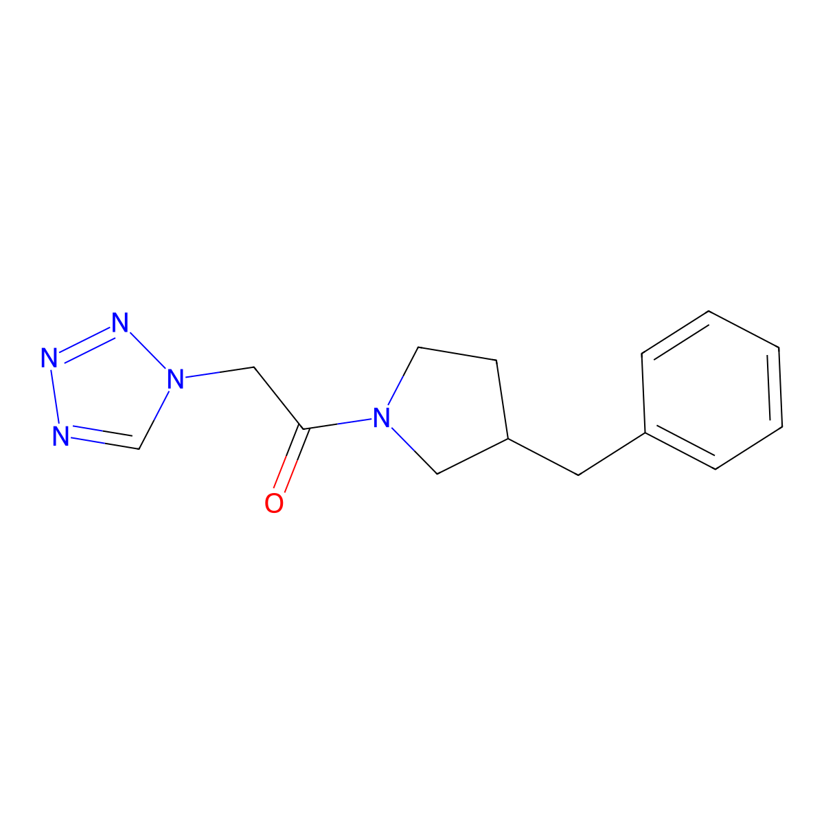 1-(3-benzylpyrrolidin-1-yl)-2-(1H-1,2,3,4-tetrazol-1-yl)ethan-1-one molecular structure, CAS 2770635-89-5