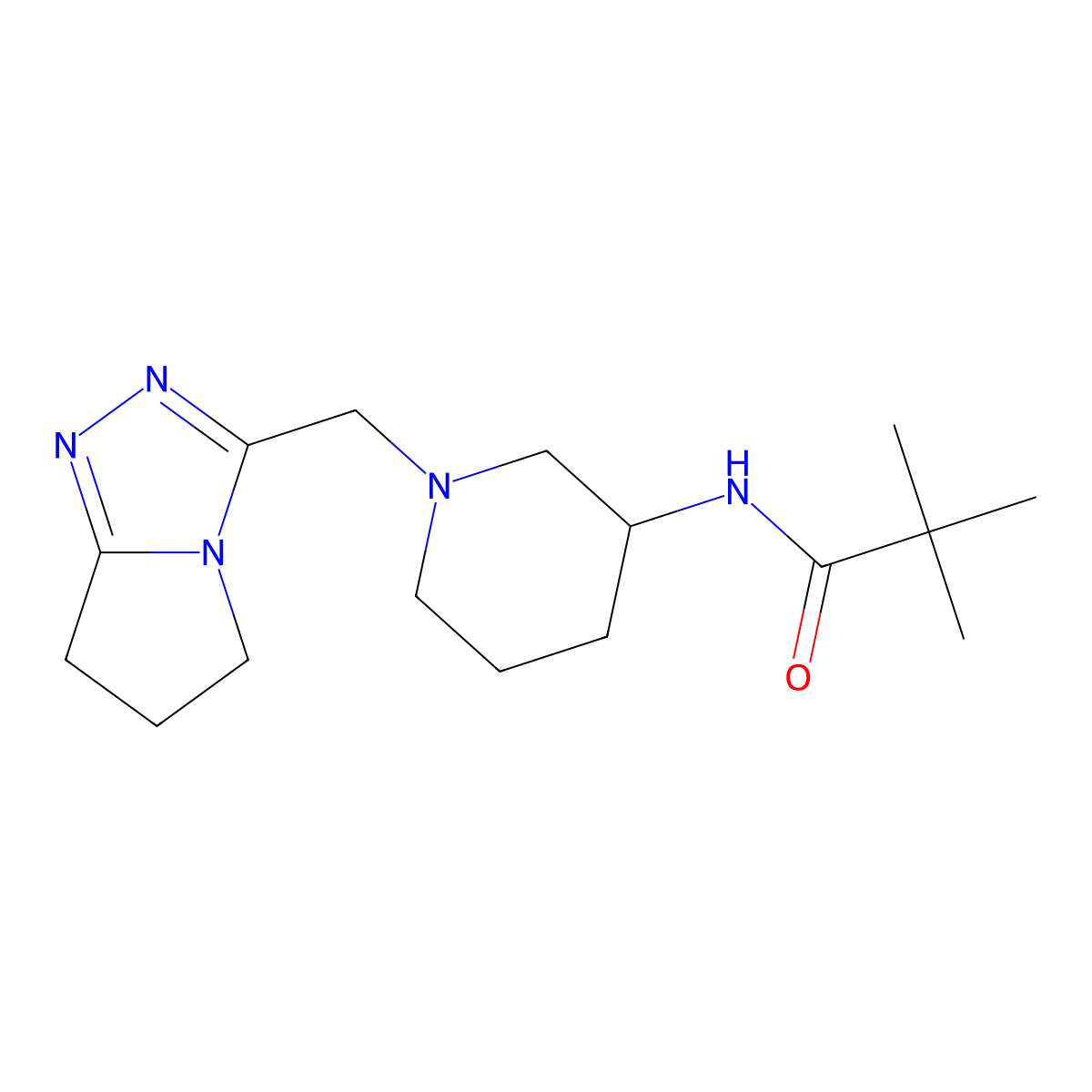 2,2-dimethyl-N-[1-({5H,6H,7H-pyrrolo[2,1-c][1,2,4]triazol-3-yl}methyl)piperidin-3-yl]propanamide molecular structure, CAS 2770635-90-8