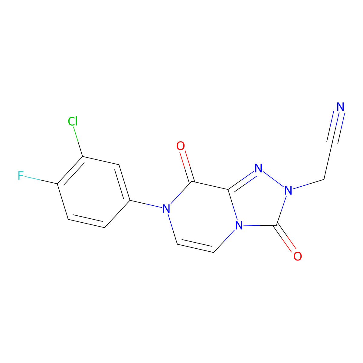 2-[7-(3-chloro-4-fluorophenyl)-3,8-dioxo-2H,3H,7H,8H-[1,2,4]triazolo[4,3-a]pyrazin-2-yl]acetonitrile molecular structure, CAS 2770635-95-3