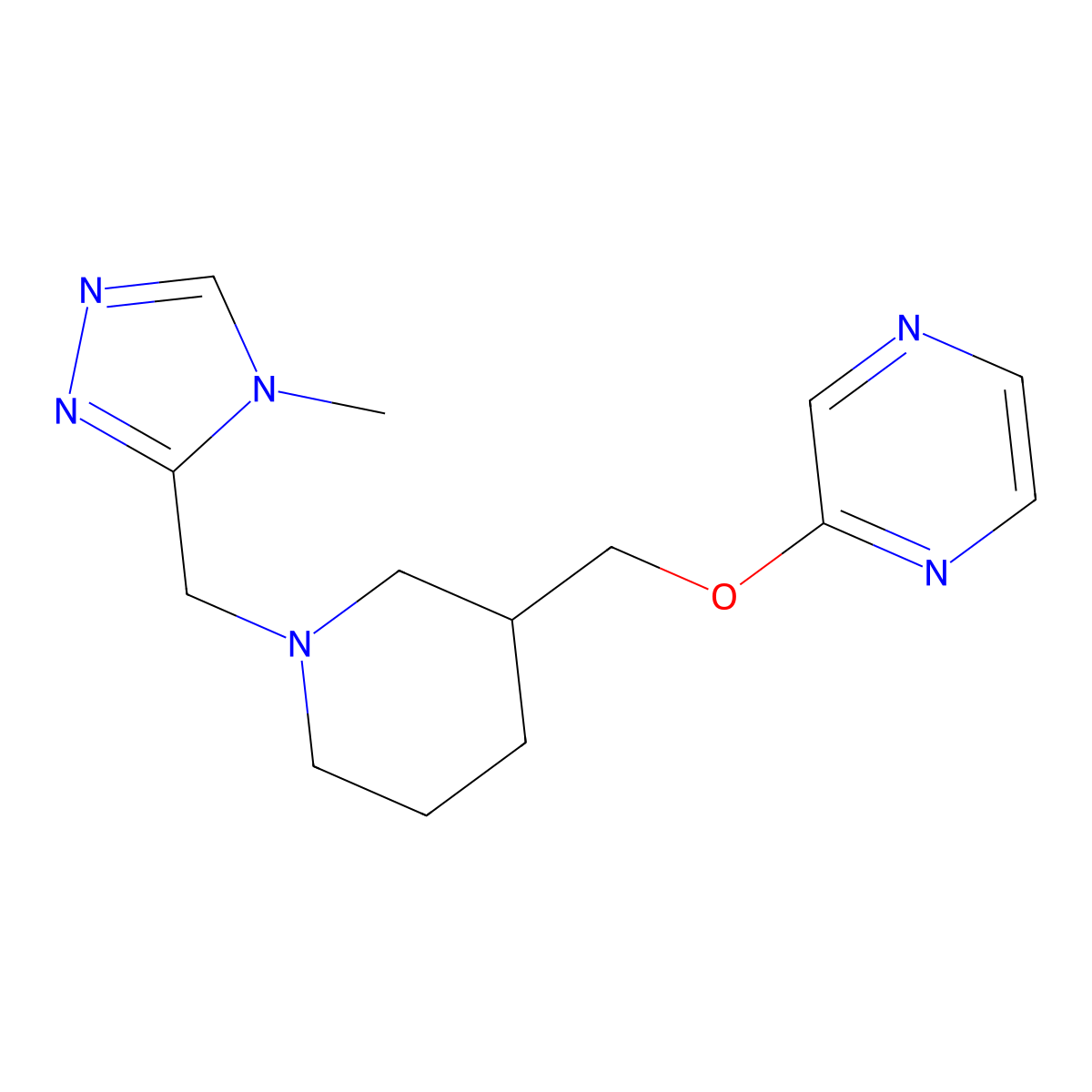 2-({1-[(4-methyl-4H-1,2,4-triazol-3-yl)methyl]piperidin-3-yl}methoxy)pyrazine molecular structure, CAS 2770635-97-5