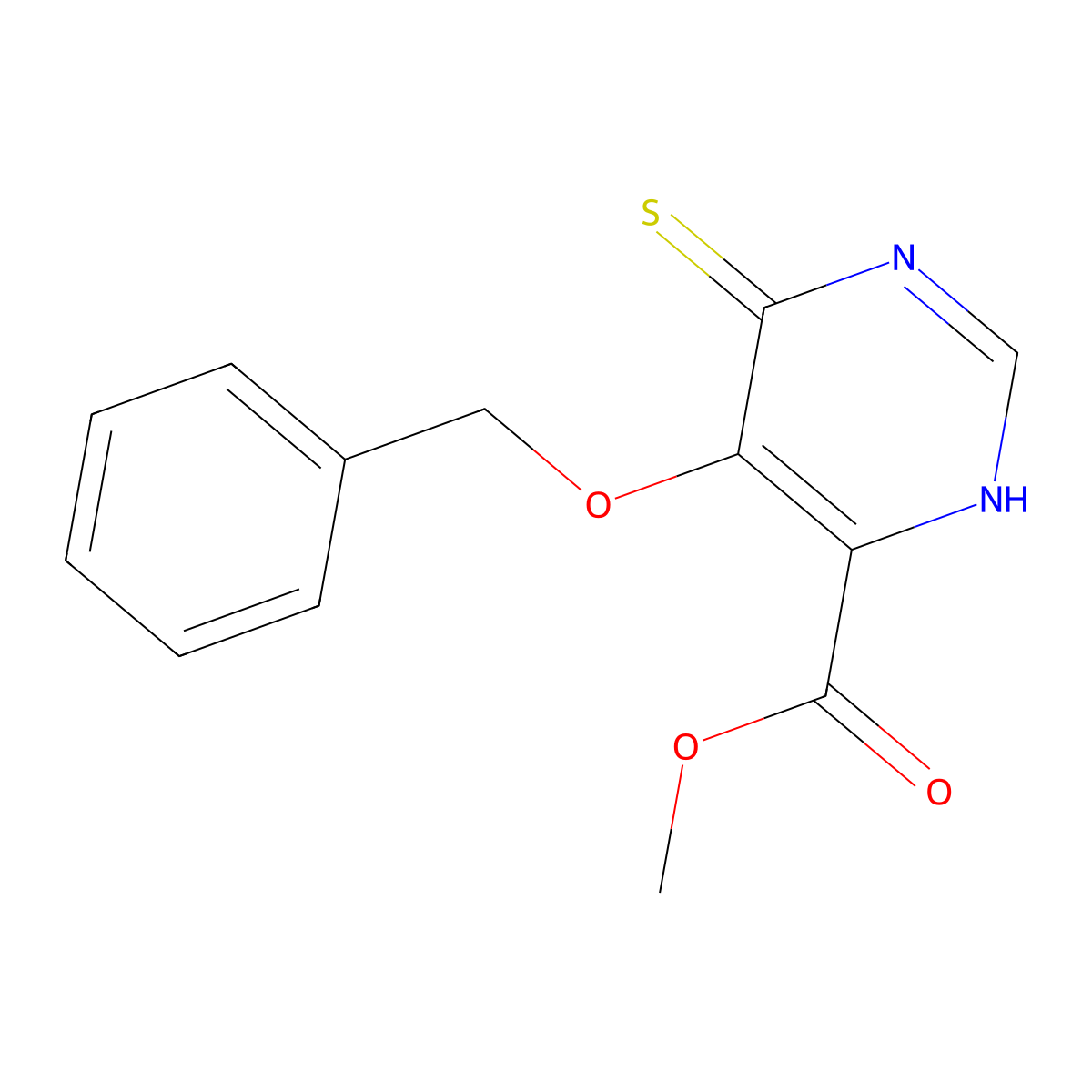 Methyl 5-(benzyloxy)-6-sulfanylpyrimidine-4-carboxylate molecular structure, CAS 2770635-98-6