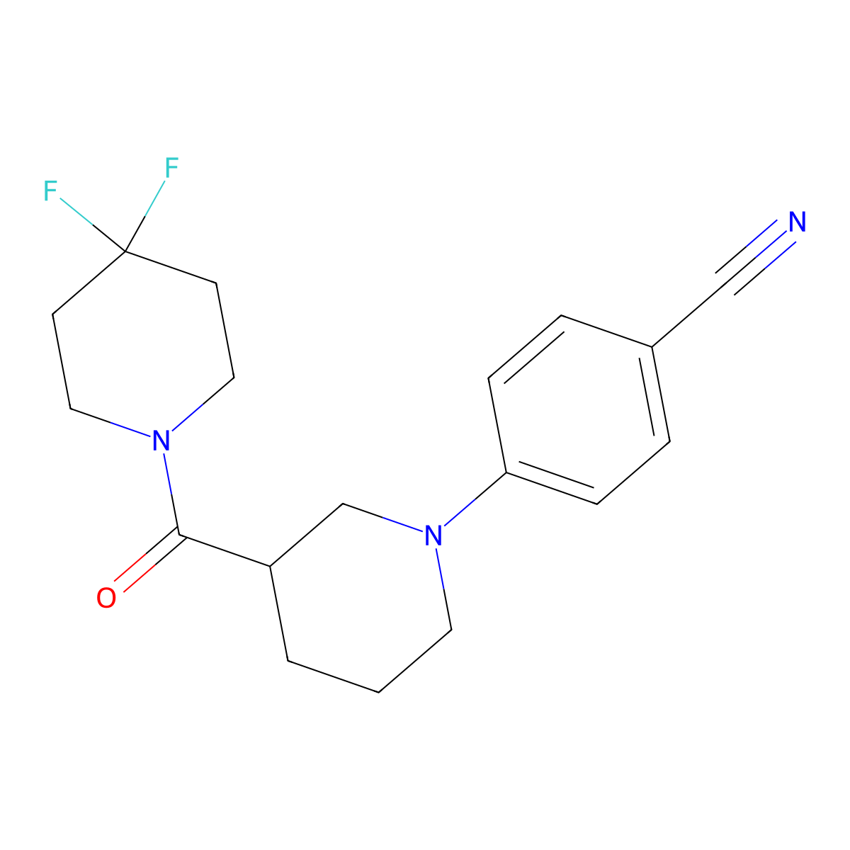 4-[3-(4,4-Difluoropiperidine-1-carbonyl)piperidin-1-yl]benzonitrile molecular structure, CAS 2770636-00-3