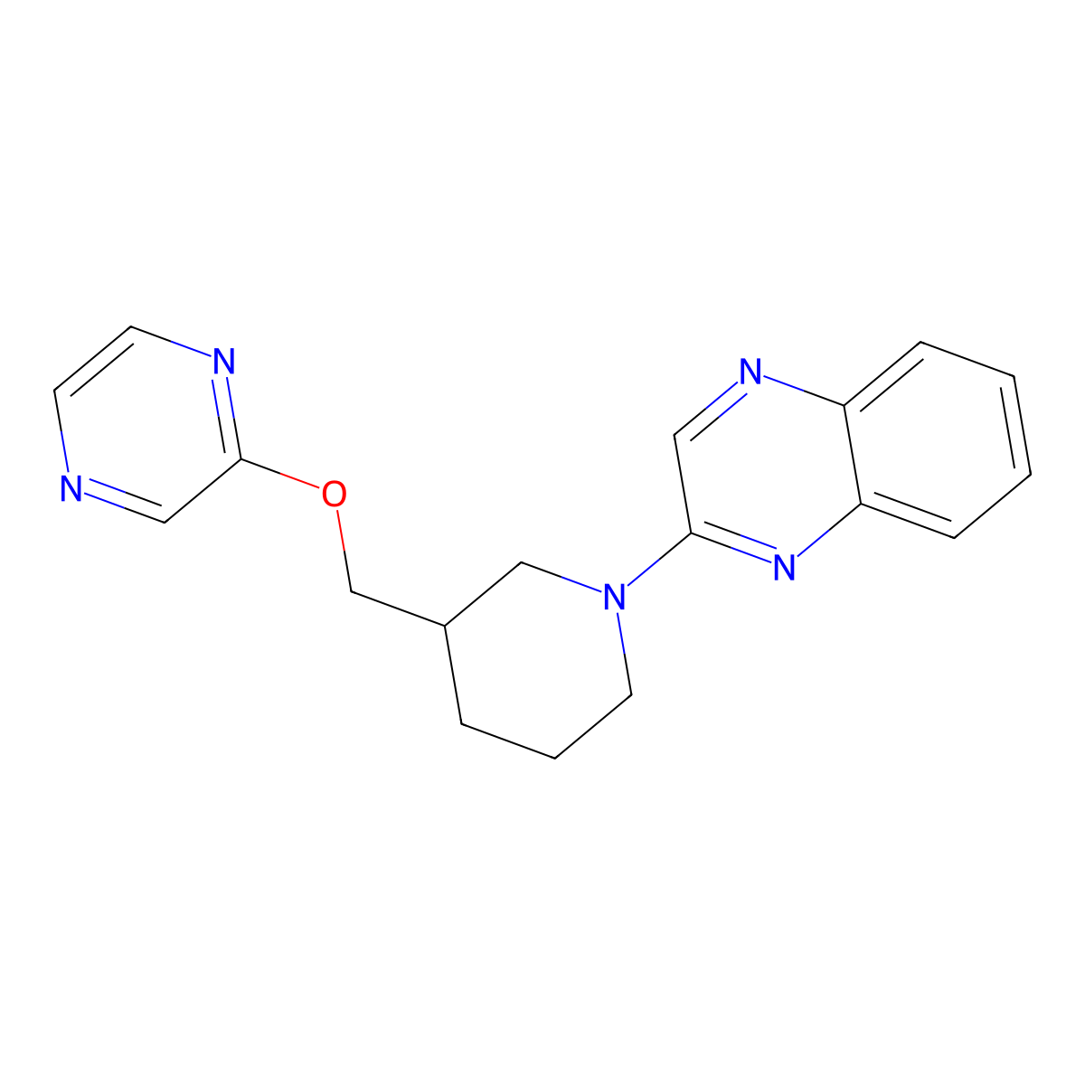 2-{3-[(Pyrazin-2-yloxy)methyl]piperidin-1-yl}quinoxaline molecular structure, CAS 2770636-02-5