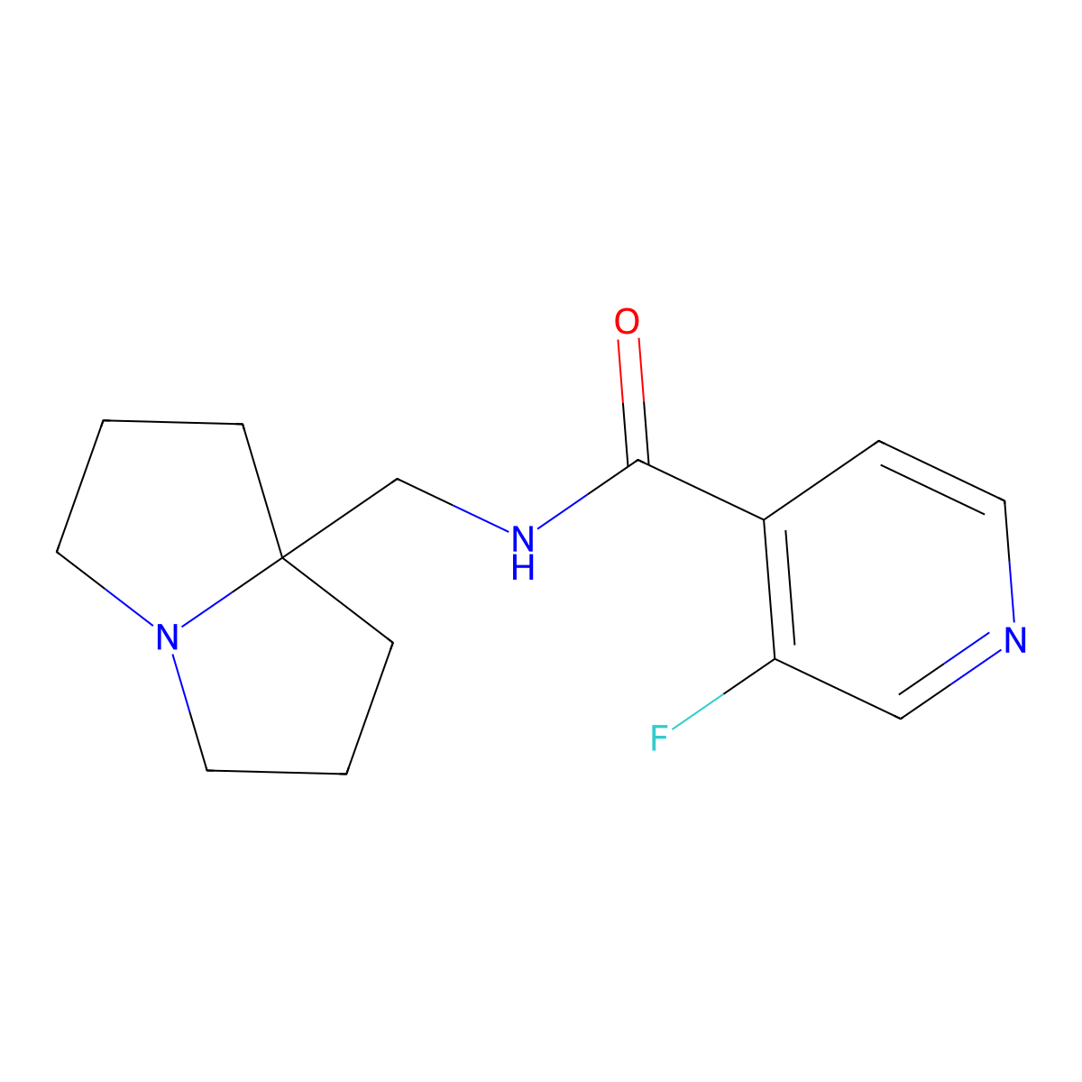 3-fluoro-N-[(hexahydro-1H-pyrrolizin-7a-yl)methyl]pyridine-4-carboxamide molecular structure, CAS 2770636-08-1