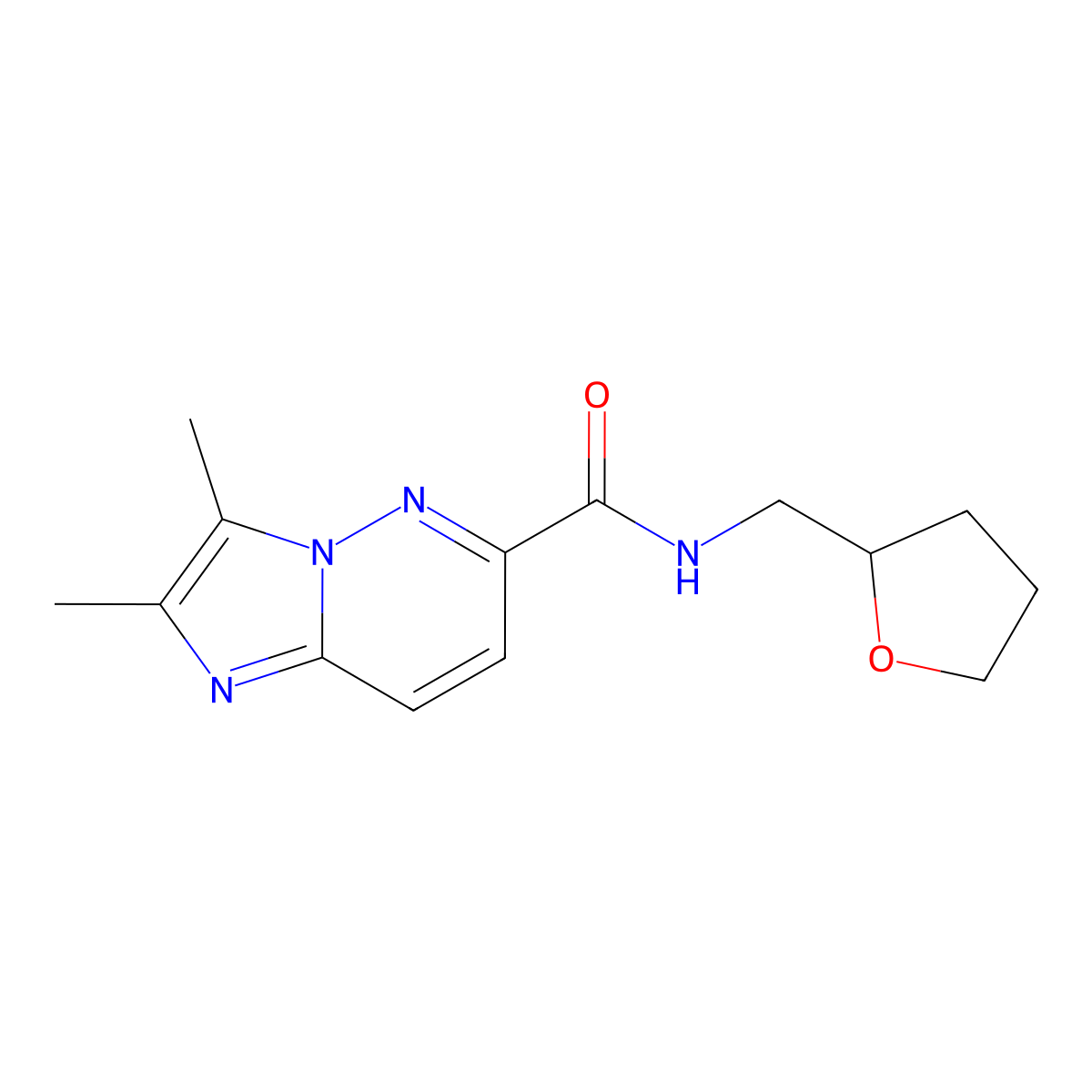 2,3-dimethyl-N-[(oxolan-2-yl)methyl]imidazo[1,2-b]pyridazine-6-carboxamide molecular structure, CAS 2770636-11-6