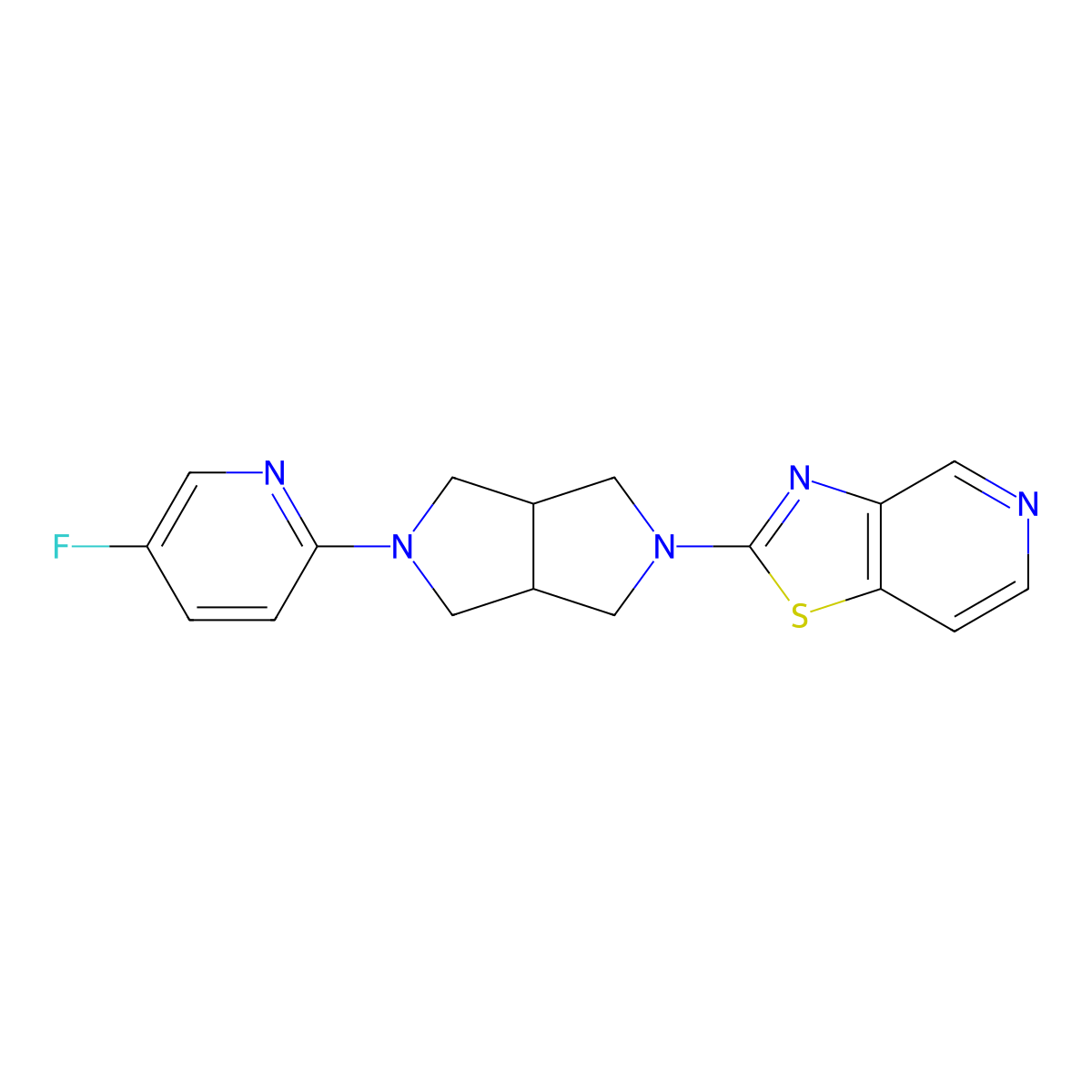 5-Fluoro-2-(5-{[1,3]thiazolo[4,5-c]pyridin-2-yl}-octahydropyrrolo[3,4-c]pyrrol-2-yl)pyridine molecular structure, CAS 2770636-12-7