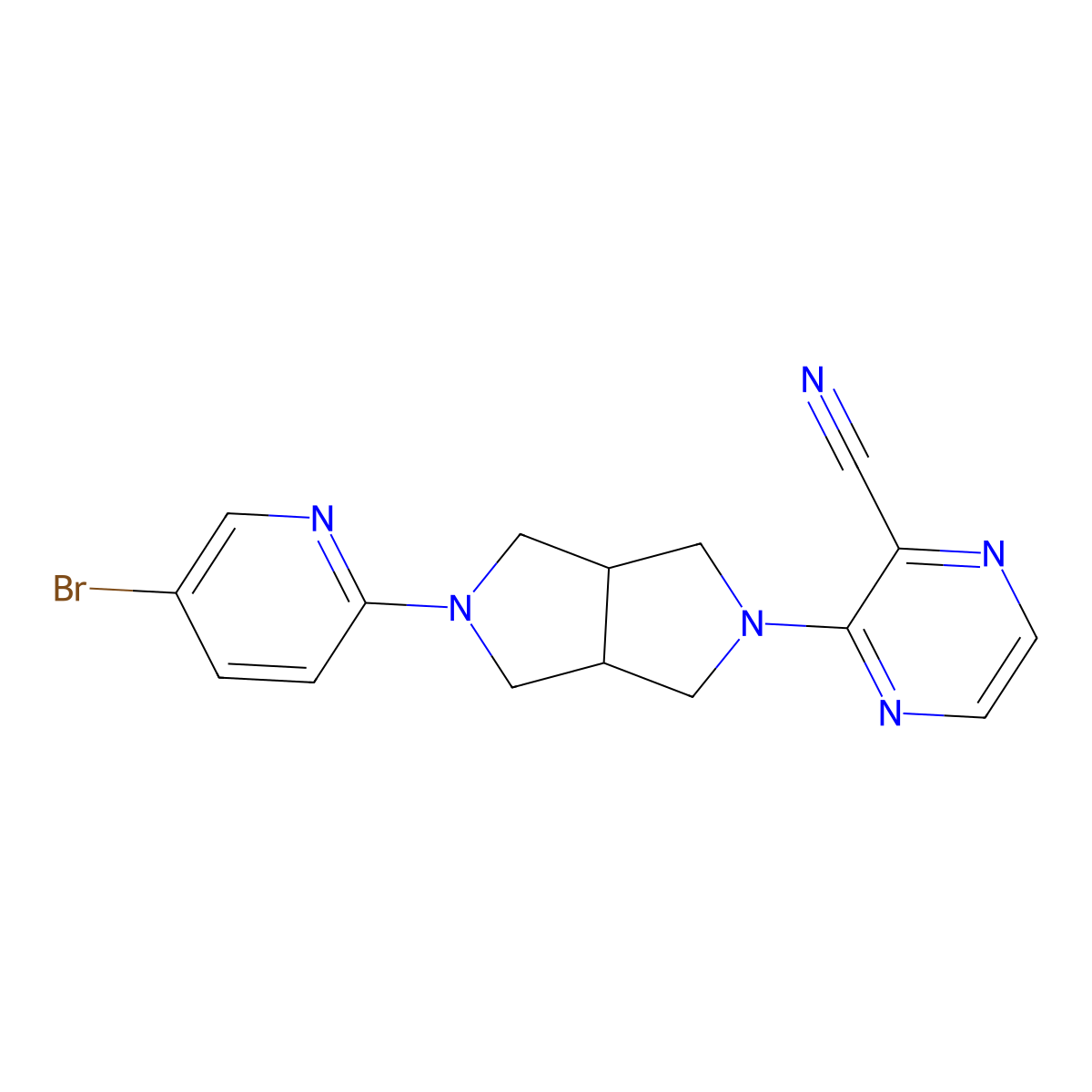 3-[5-(5-Bromopyridin-2-yl)-octahydropyrrolo[3,4-c]pyrrol-2-yl]pyrazine-2-carbonitrile molecular structure, CAS 2770636-22-9