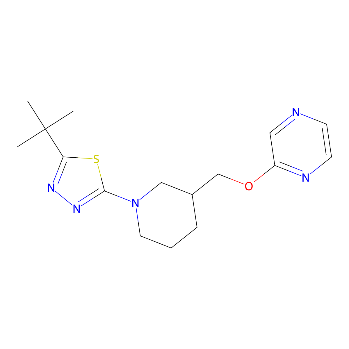2-{[1-(5-Tert-butyl-1,3,4-thiadiazol-2-yl)piperidin-3-yl]methoxy}pyrazine molecular structure, CAS 2770636-23-0