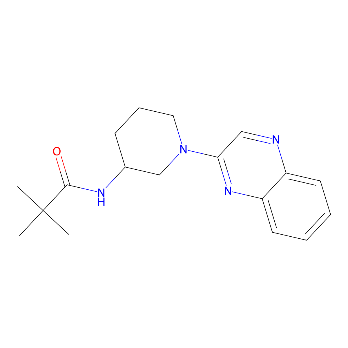 2,2-dimethyl-N-[1-(quinoxalin-2-yl)piperidin-3-yl]propanamide molecular structure, CAS 2770636-30-9