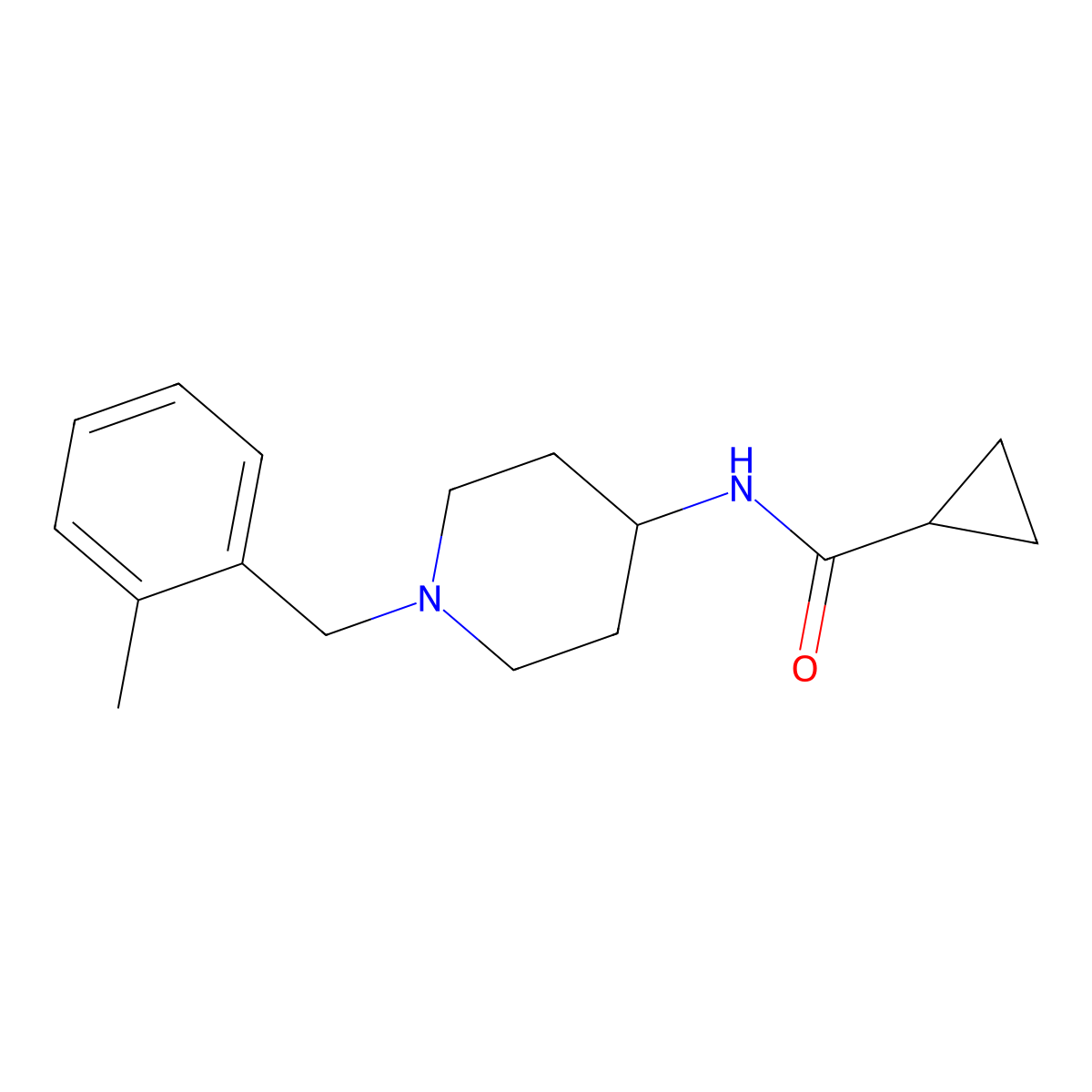 N-{1-[(2-methylphenyl)methyl]piperidin-4-yl}cyclopropanecarboxamide molecular structure, CAS 2770636-35-4