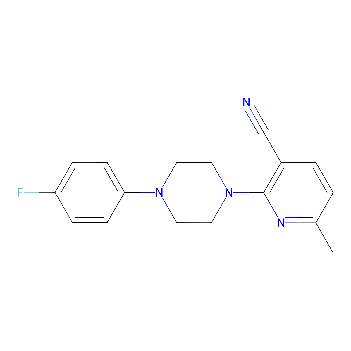 2-[4-(4-Fluorophenyl)piperazin-1-yl]-6-methylpyridine-3-carbonitrile molecular structure, CAS 2770636-40-1
