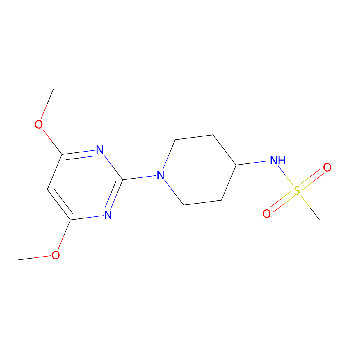 N-[1-(4,6-dimethoxypyrimidin-2-yl)piperidin-4-yl]methanesulfonamide molecular structure, CAS 2770636-44-5