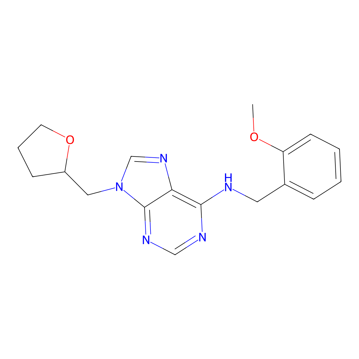 N-[(2-methoxyphenyl)methyl]-9-[(oxolan-2-yl)methyl]-9H-purin-6-amine molecular structure, CAS 2770636-47-8