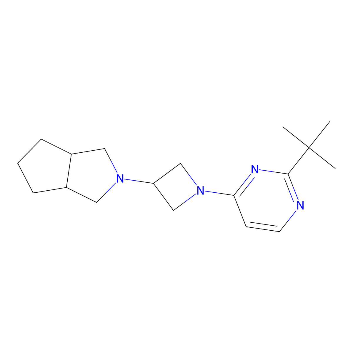 2-Tert-butyl-4-(3-{octahydrocyclopenta[c]pyrrol-2-yl}azetidin-1-yl)pyrimidine molecular structure, CAS 2770636-48-9