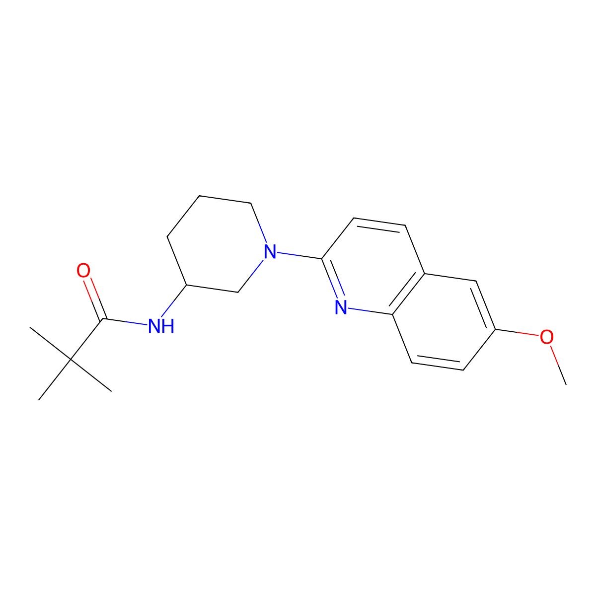 N-[1-(6-methoxyquinolin-2-yl)piperidin-3-yl]-2,2-dimethylpropanamide molecular structure, CAS 2770636-51-4
