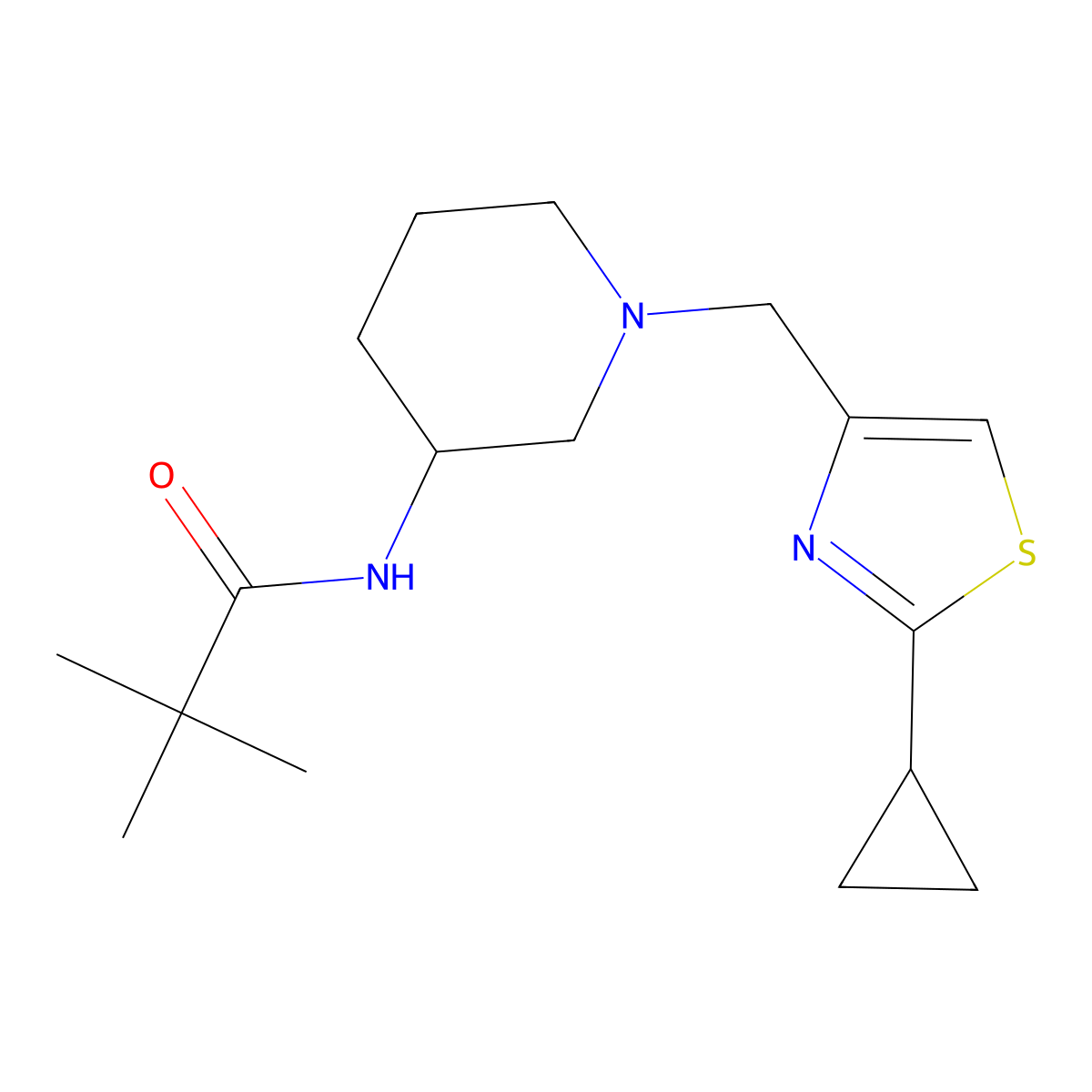 N-{1-[(2-cyclopropyl-1,3-thiazol-4-yl)methyl]piperidin-3-yl}-2,2-dimethylpropanamide molecular structure, CAS 2770636-52-5