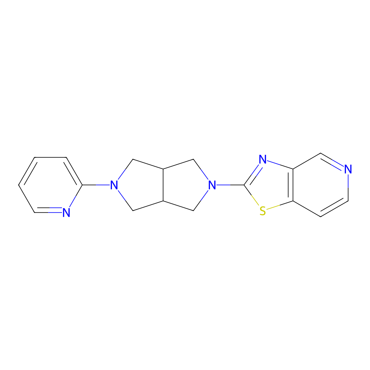 2-(5-{[1,3]Thiazolo[4,5-c]pyridin-2-yl}-octahydropyrrolo[3,4-c]pyrrol-2-yl)pyridine molecular structure, CAS 2770636-54-7