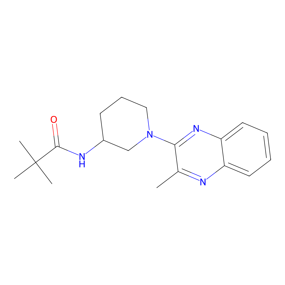 2,2-dimethyl-N-[1-(3-methylquinoxalin-2-yl)piperidin-3-yl]propanamide molecular structure, CAS 2770636-56-9