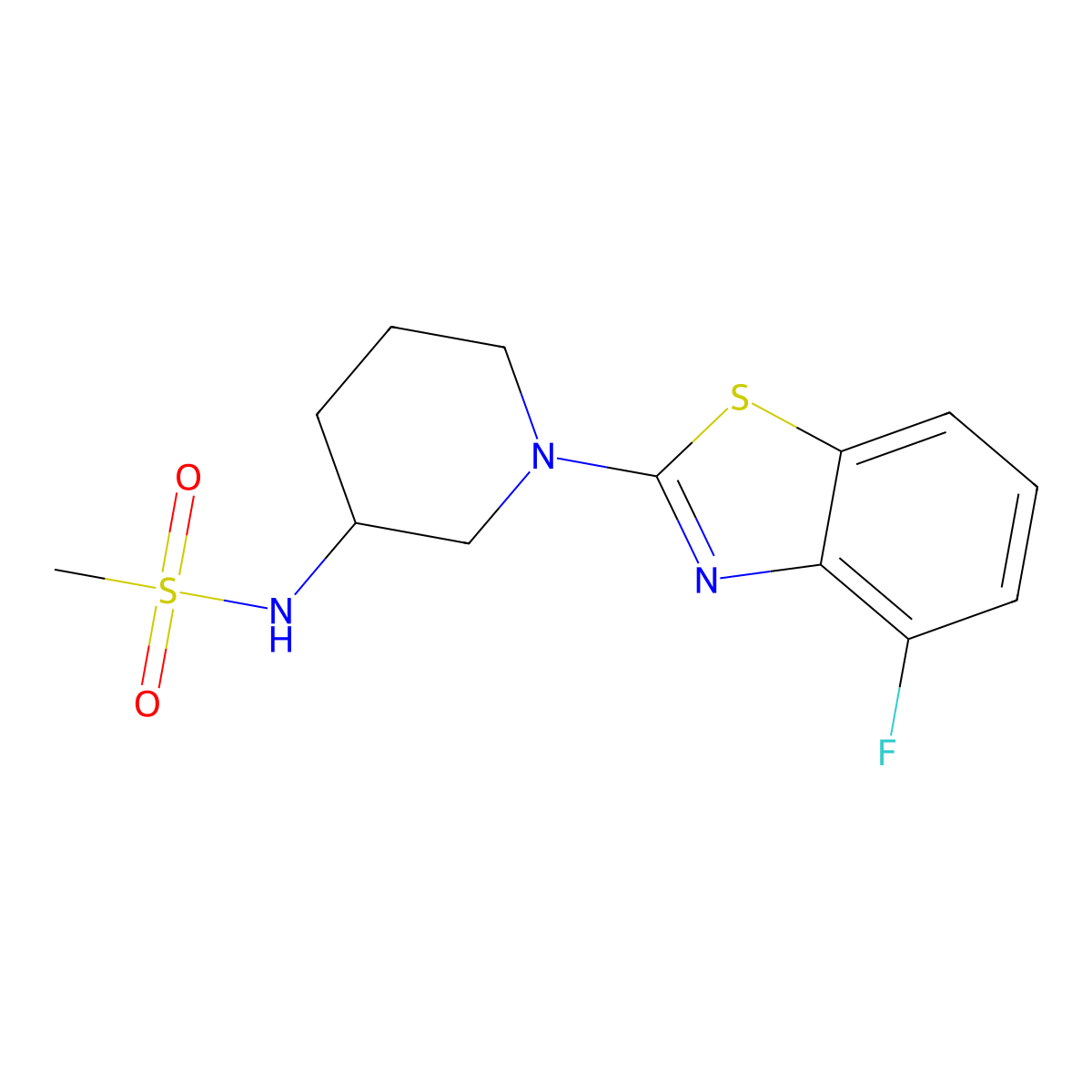 N-[1-(4-fluoro-1,3-benzothiazol-2-yl)piperidin-3-yl]methanesulfonamide molecular structure, CAS 2770636-57-0