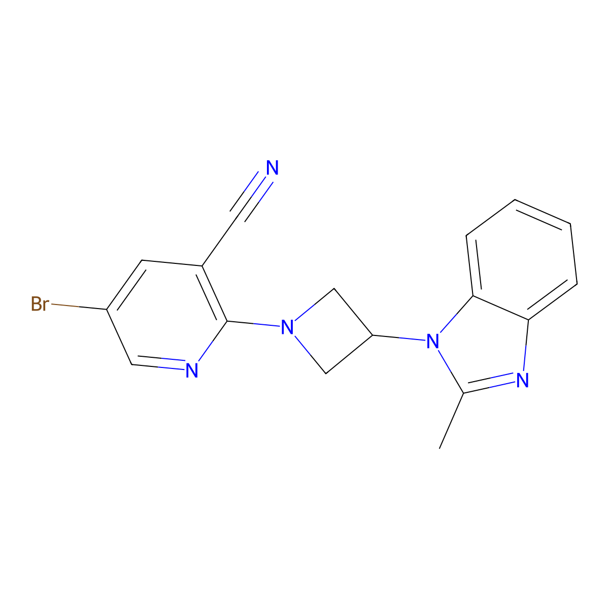 5-bromo-2-[3-(2-methyl-1H-1,3-benzodiazol-1-yl)azetidin-1-yl]pyridine-3-carbonitrile molecular structure, CAS 2770636-63-8