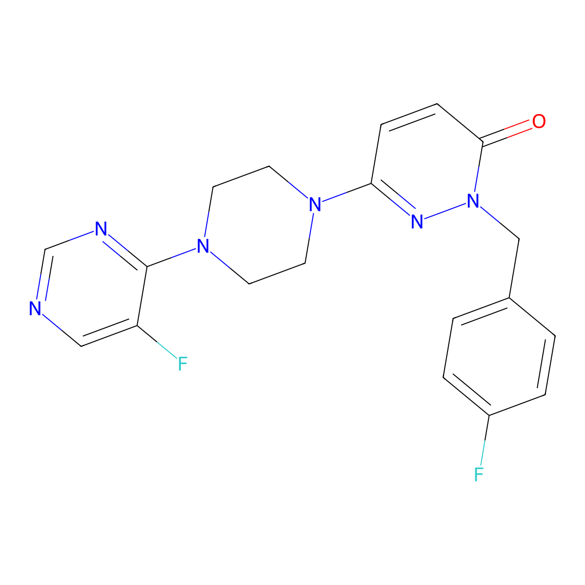 2-[(4-Fluorophenyl)methyl]-6-[4-(5-fluoropyrimidin-4-yl)piperazin-1-yl]-2,3-dihydropyridazin-3-one molecular structure, CAS 2770636-65-0