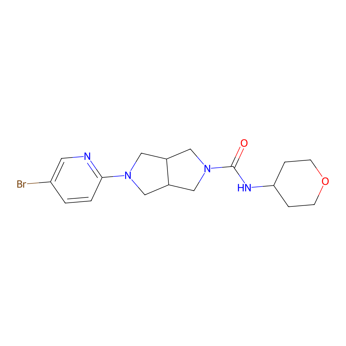 5-(5-bromopyridin-2-yl)-N-(oxan-4-yl)-octahydropyrrolo[3,4-c]pyrrole-2-carboxamide molecular structure, CAS 2770636-68-3