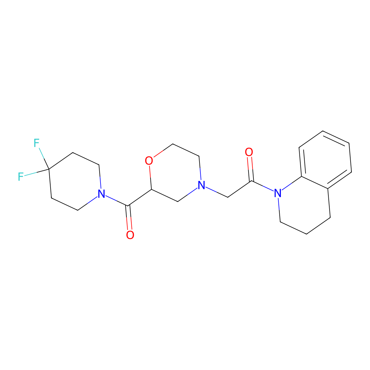 2-[2-(4,4-Difluoropiperidine-1-carbonyl)morpholin-4-yl]-1-(1,2,3,4-tetrahydroquinolin-1-yl)ethan-1-one molecular structure, CAS 2770636-77-4