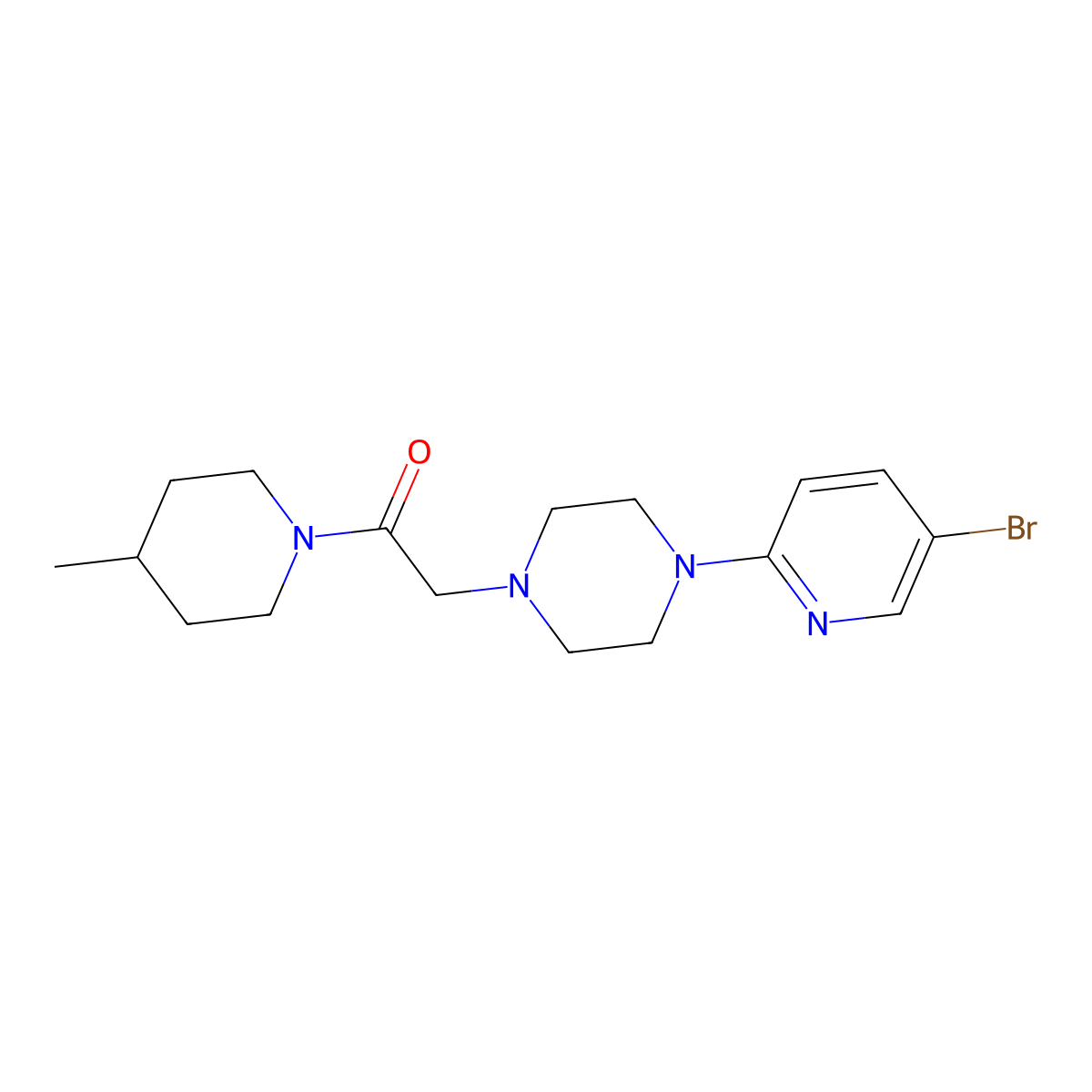 2-[4-(5-Bromopyridin-2-yl)piperazin-1-yl]-1-(4-methylpiperidin-1-yl)ethan-1-one molecular structure, CAS 2770636-78-5
