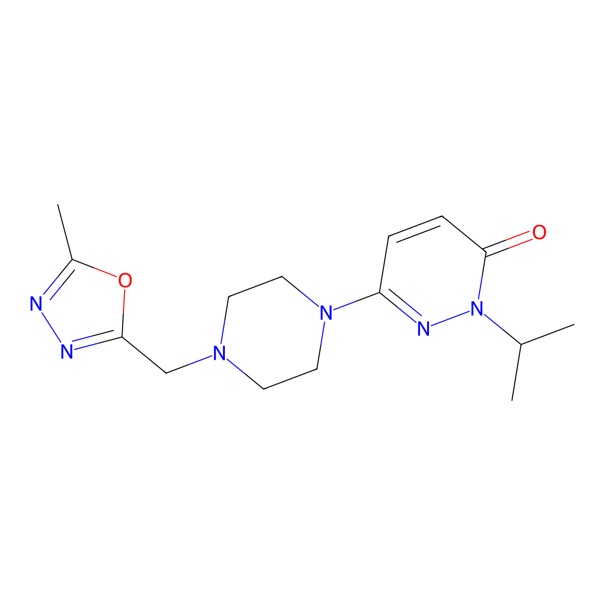 6-{4-[(5-Methyl-1,3,4-oxadiazol-2-yl)methyl]piperazin-1-yl}-2-(propan-2-yl)-2,3-dihydropyridazin-3-one molecular structure, CAS 2770636-79-6