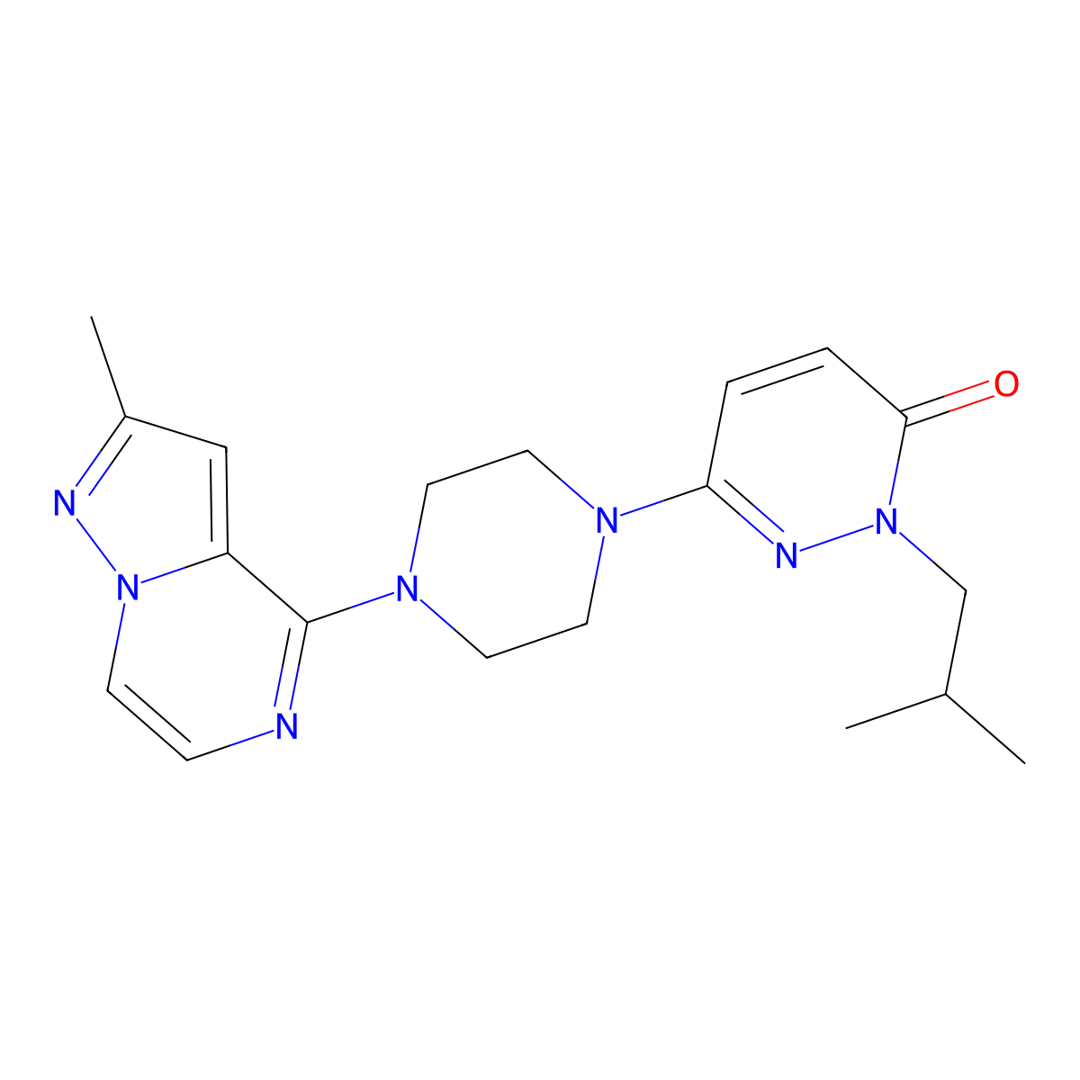 2-(2-Methylpropyl)-6-(4-{2-methylpyrazolo[1,5-a]pyrazin-4-yl}piperazin-1-yl)-2,3-dihydropyridazin-3-one molecular structure, CAS 2770636-82-1