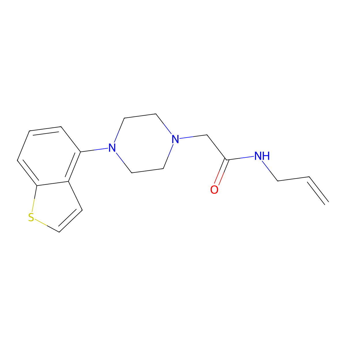 2-[4-(1-benzothiophen-4-yl)piperazin-1-yl]-N-(prop-2-en-1-yl)acetamide molecular structure, CAS 2770636-85-4